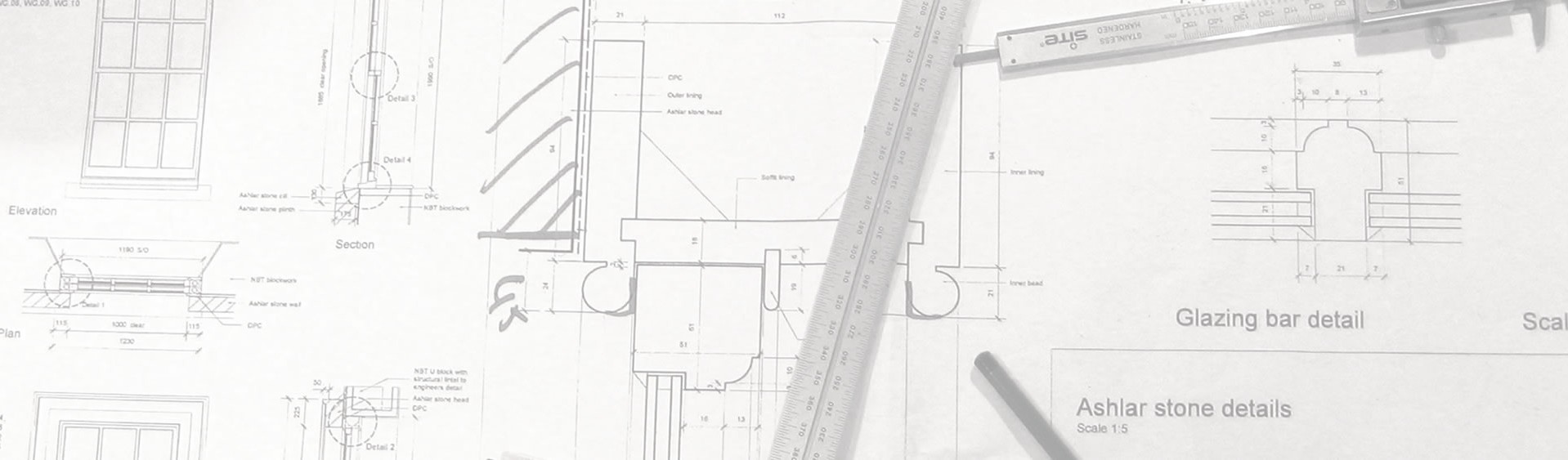 An architects drawing with project specs