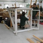 Custom White Timber Windows during construction