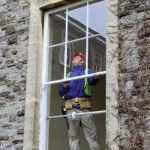 White Timber Sash Window during installation